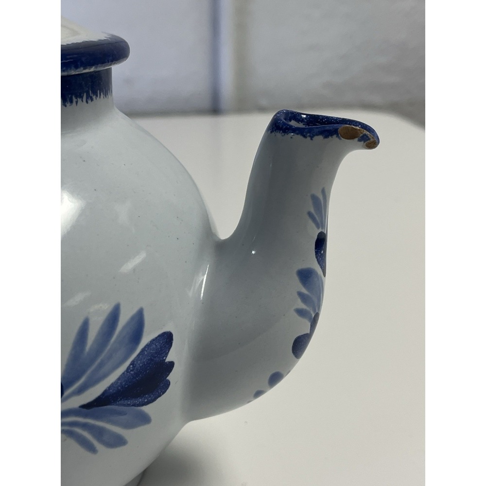 HB Quimper Pottery France Le Coq Teapot Blue Rooster Tea Pot - Picture 9 of 13